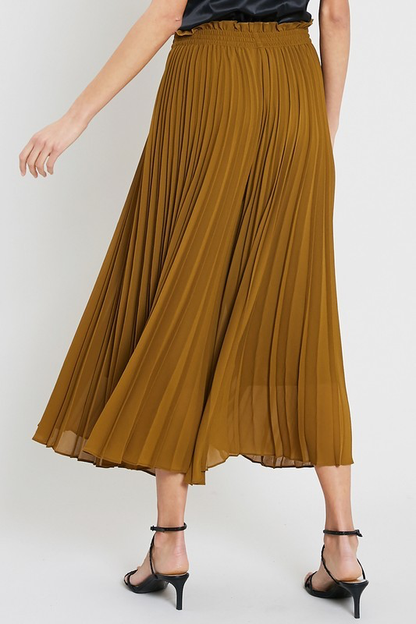 Palazzo Pants Elastic Wide Leg Pleated Capri Pants