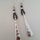 Silver and leather long drop earrings