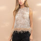 Animal print feather top