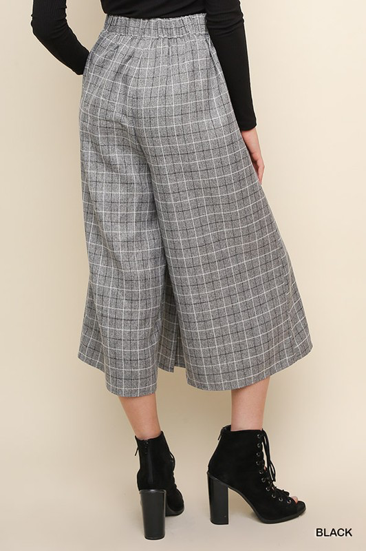 High Waist Grid pants with Skirt Overlay
