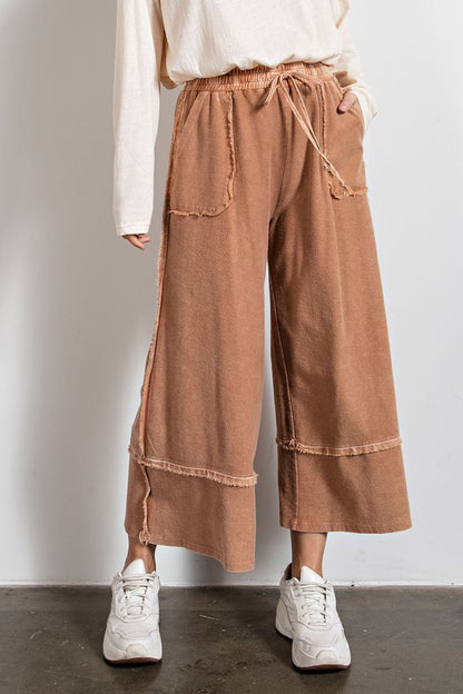 Feeling good, Washed Terry Knit Wide Leg Pants