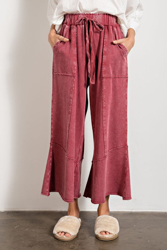 Feeling good, Washed Terry Knit Wide Leg Pants