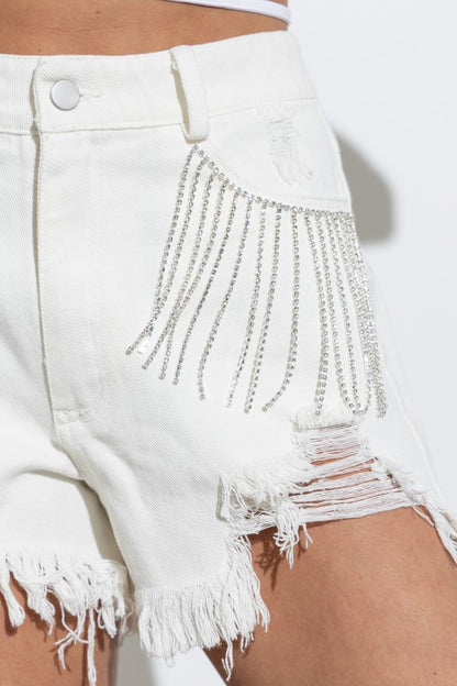 Frayed Rhinestone Shorts