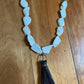 White Magnesite Copper And leather necklace