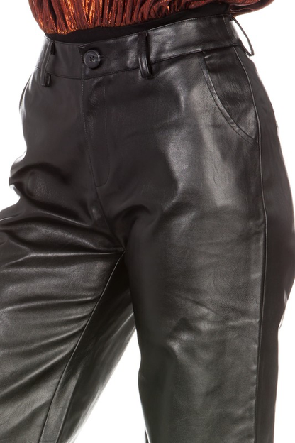 Faux leather wide leg pants