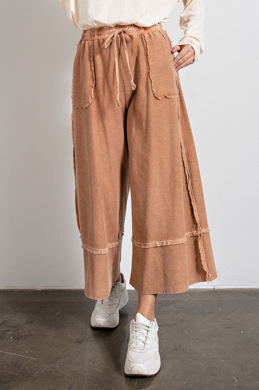 Feeling good, Washed Terry Knit Wide Leg Pants