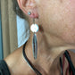Silver plated long dangling circle drop earrings