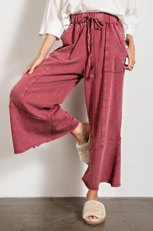 Feeling good, Washed Terry Knit Wide Leg Pants