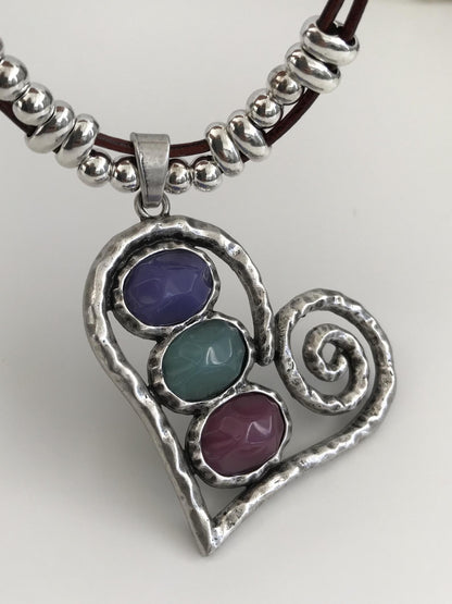 Heart Necklace with stones.