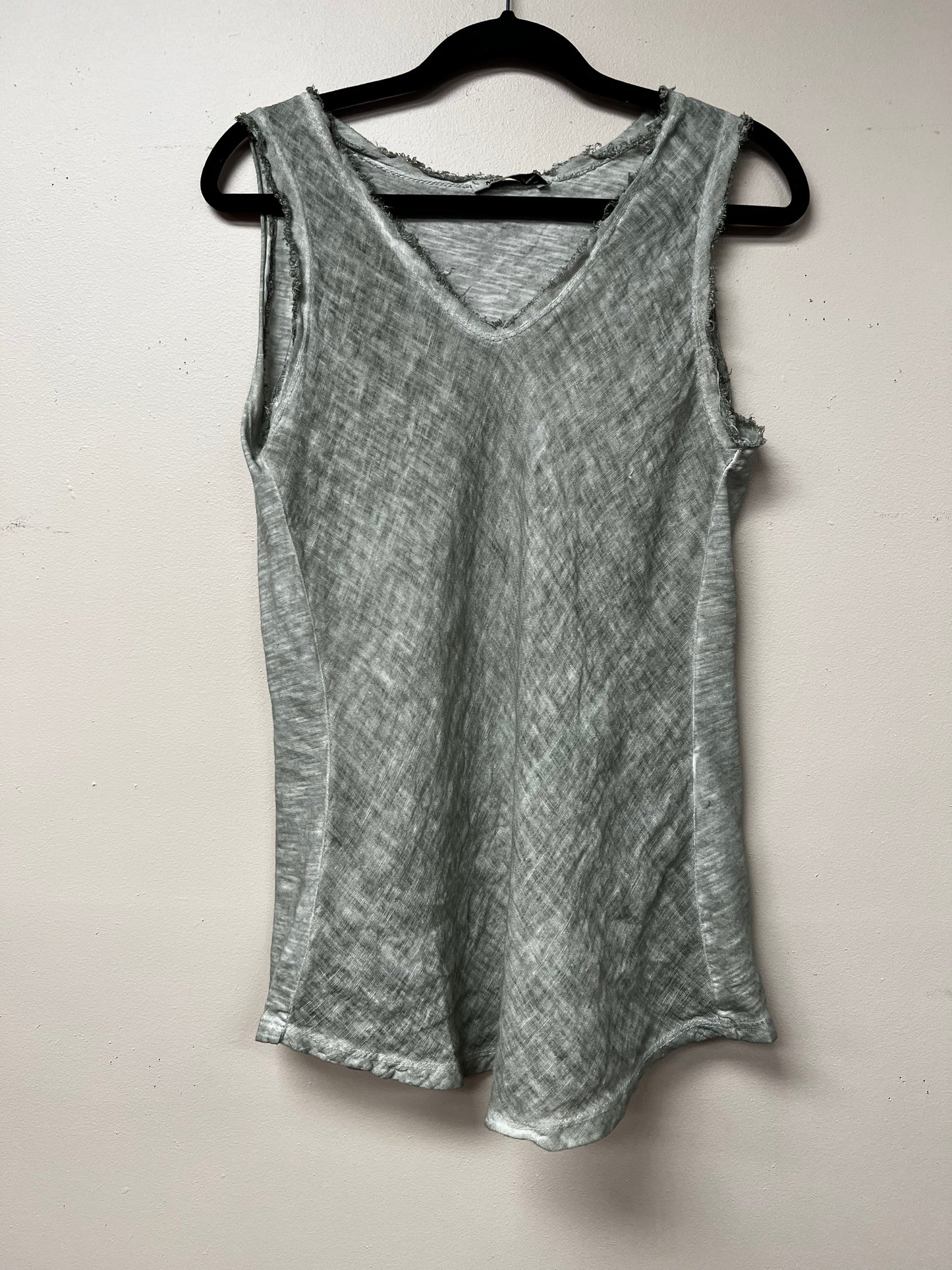 Italian linen distressed edges tank top.