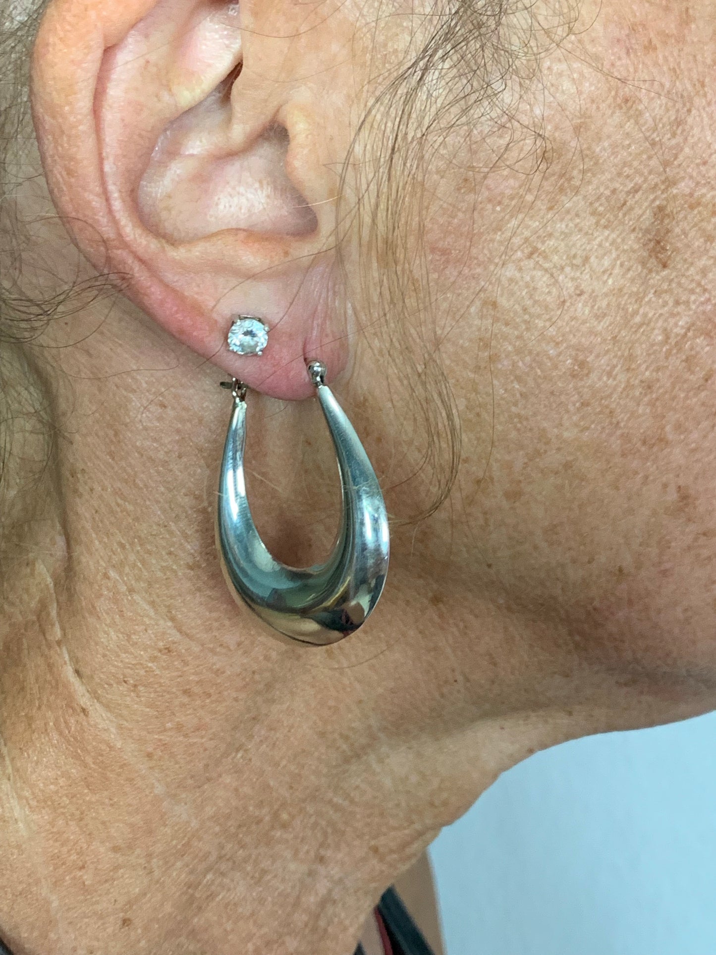 Sterling silver oval hoop earrings