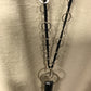 Obsidian crystal sterling silver long necklace.