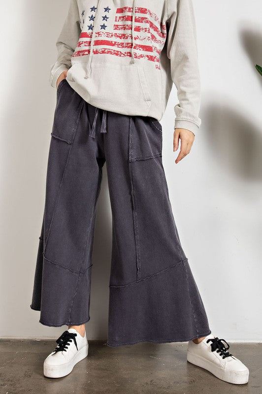 Feeling good, Washed Terry Knit Wide Leg Pants