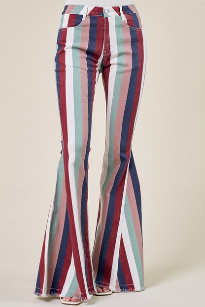 Striped flared jeans