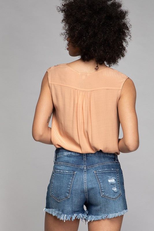 Drop Shoulder Regular V Neck Top