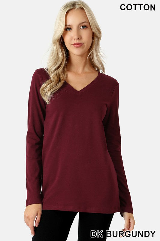 Cotton V Neck long Sleeve T-Shirt