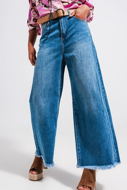 Relaxed wide leg denim