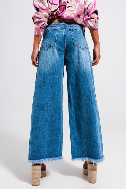 Relaxed wide leg denim