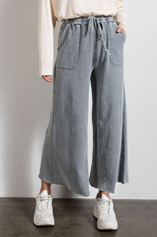 Feeling goody, Washed Terry Knit Wide Leg Pants