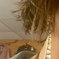 Silver and leather long drop earrings