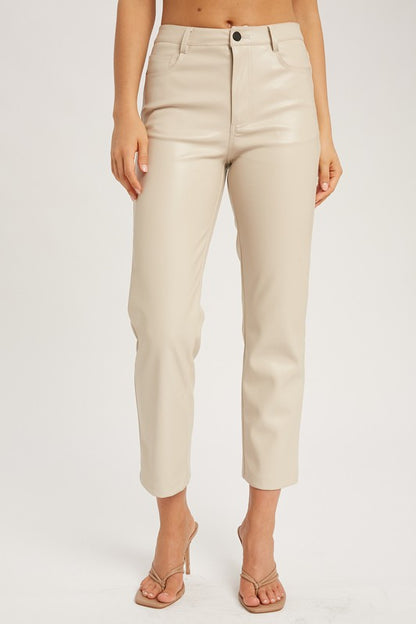 Faux leather straight pants