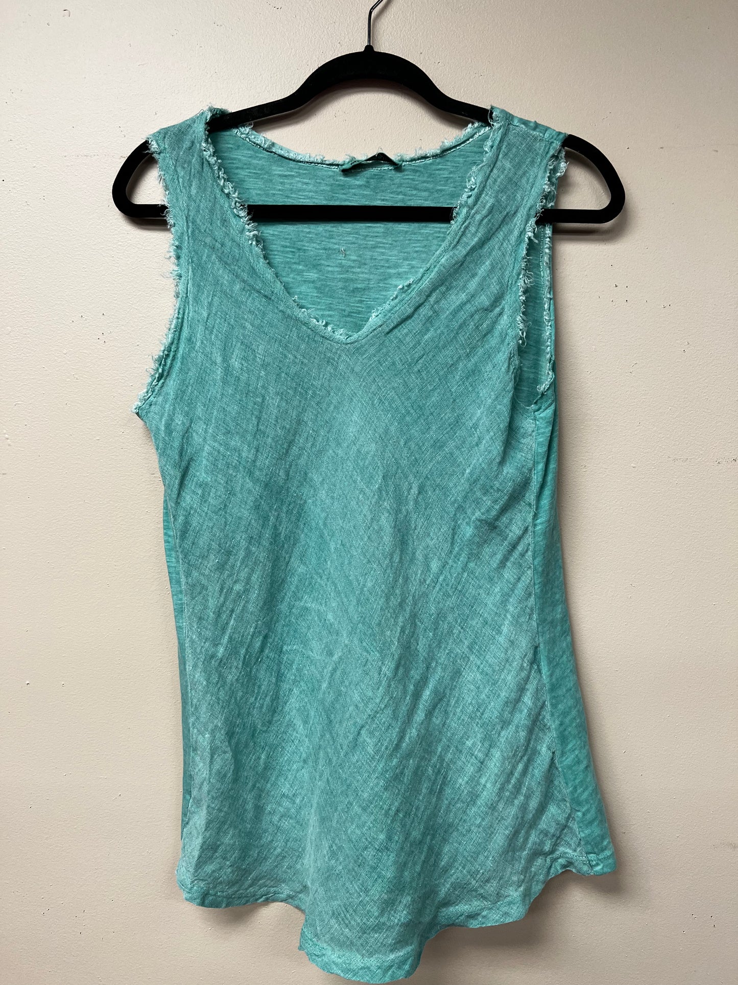 Italian linen distressed edges tank top.