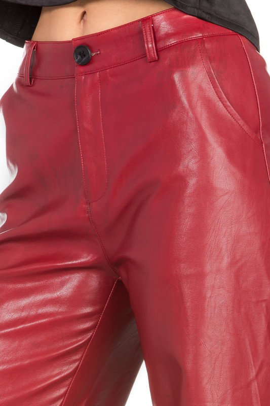Faux leather wide leg pants