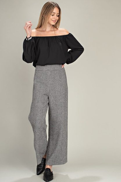 Hounds tooth wide leg pants..