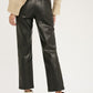 Faux leather straight pants