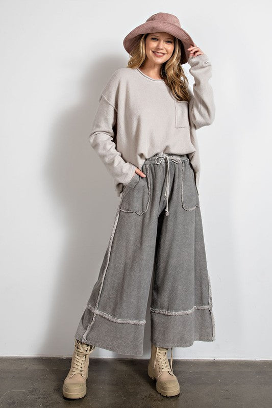 Feeling good, Washed Terry Knit Wide Leg Pants