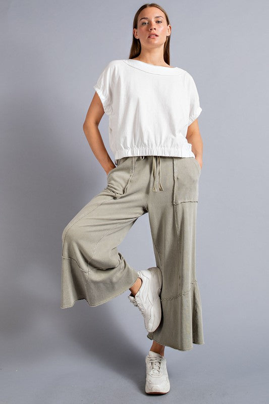 Feeling good, Washed Terry Knit Wide Leg Pants