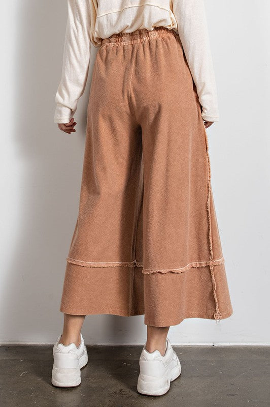 Feeling good, Washed Terry Knit Wide Leg Pants