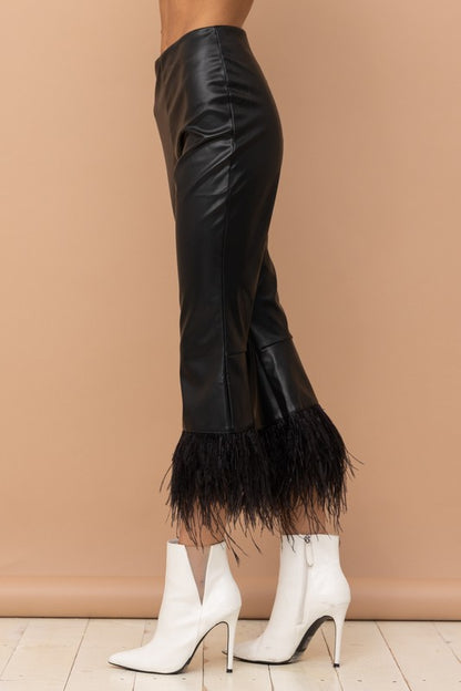 Faux Leather Feather leggings