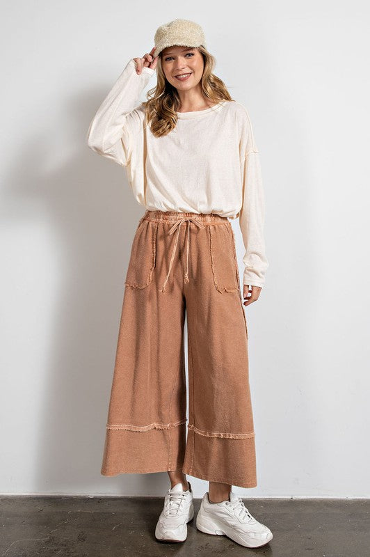 Feeling good, Washed Terry Knit Wide Leg Pants