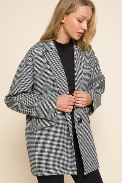 Hounds Tooth Single Button Jacket.