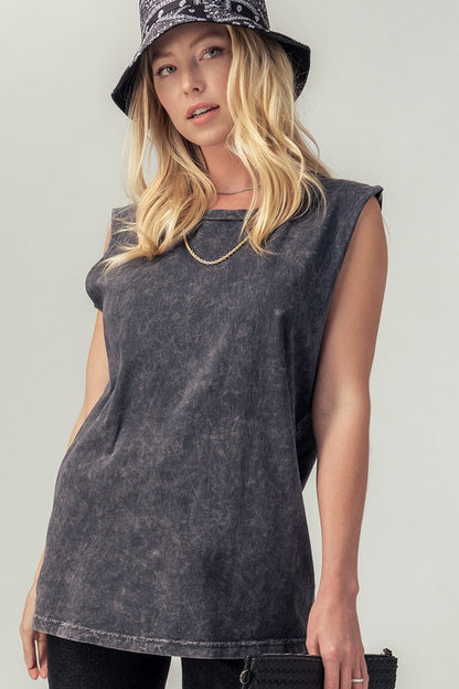 Vintage mineral washed sleeveless top.