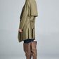 Loose fit, long sleeve, waterfall front open trench coat.